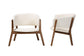 Baron Mid-Century Modern Cream Boucle Fabric Upholstered and Walnut Brown Finished Wood 2-Piece Living Room Accent Chair Set FredCo