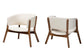 Baron Mid-Century Modern Cream Boucle Fabric Upholstered and Walnut Brown Finished Wood 2-Piece Living Room Accent Chair Set FredCo