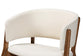Baron Mid-Century Modern Cream Boucle Fabric Upholstered and Walnut Brown Finished Wood 2-Piece Living Room Accent Chair Set FredCo