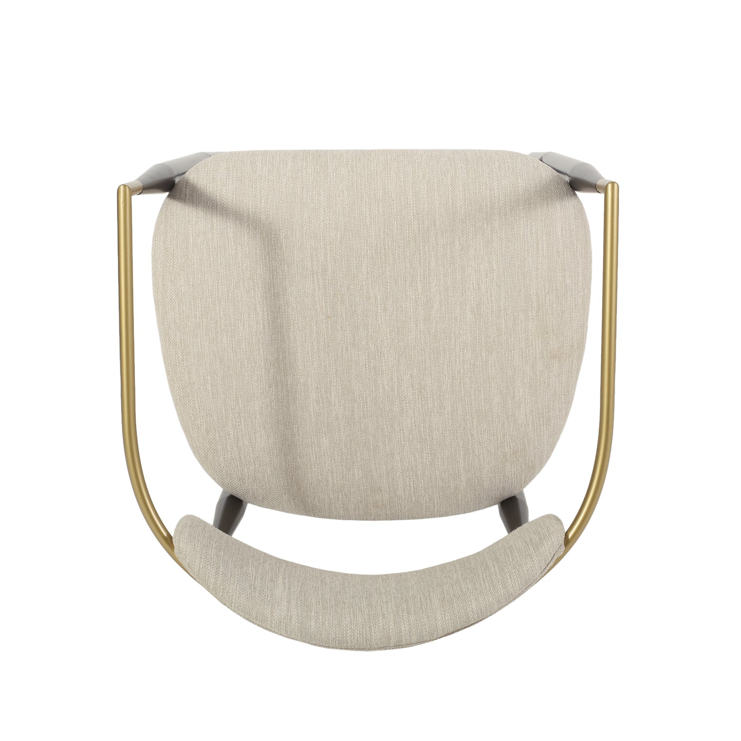 Modern beige fabric accent chair with gold metal arms, FredCo International furniture