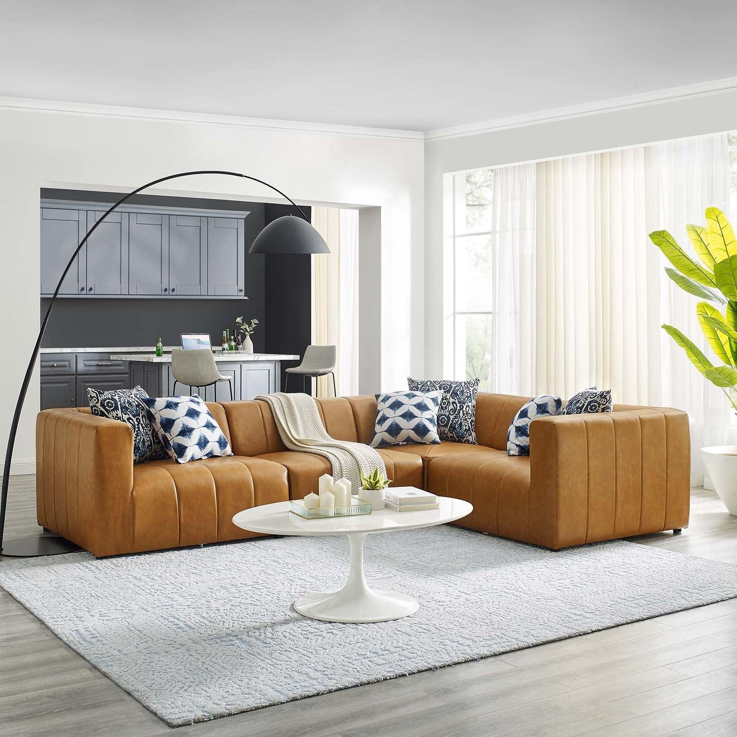 Bartlett Vegan Leather 4-Piece Sectional Sofa Tan, EEI-4519 FredCo