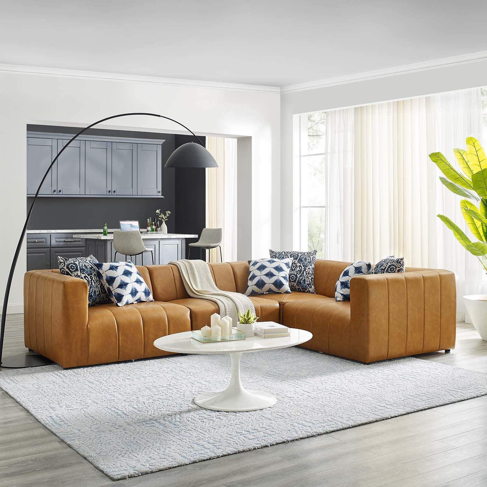 Bartlett Vegan Leather 4-Piece Sectional Sofa Tan, EEI-4519 FredCo