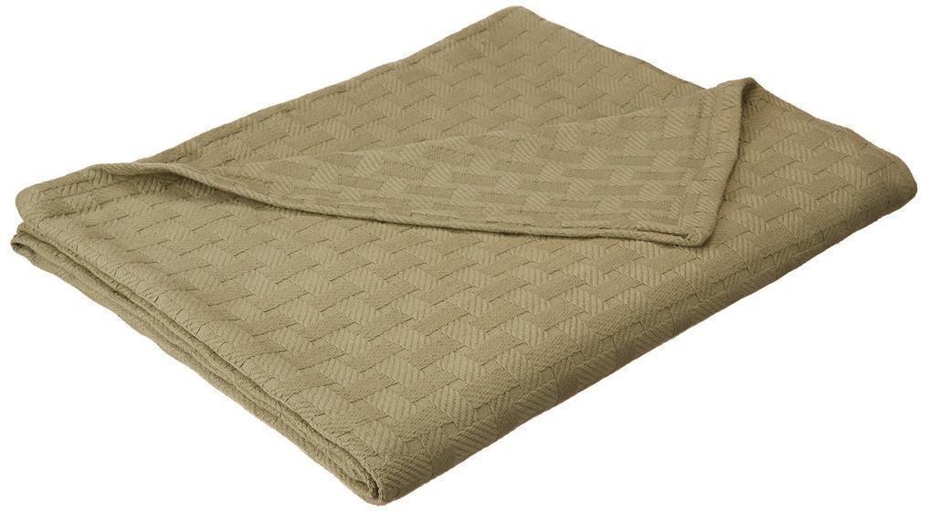 Basket Weave All-Season 100% Cotton Thermal Woven Blanket FredCo