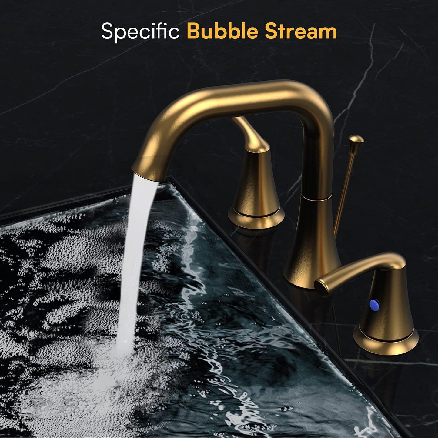 Bathroom Faucet 3 Hole, Brushed Gold Widespread 8 Inch with Pop Up Drain Assembly FredCo