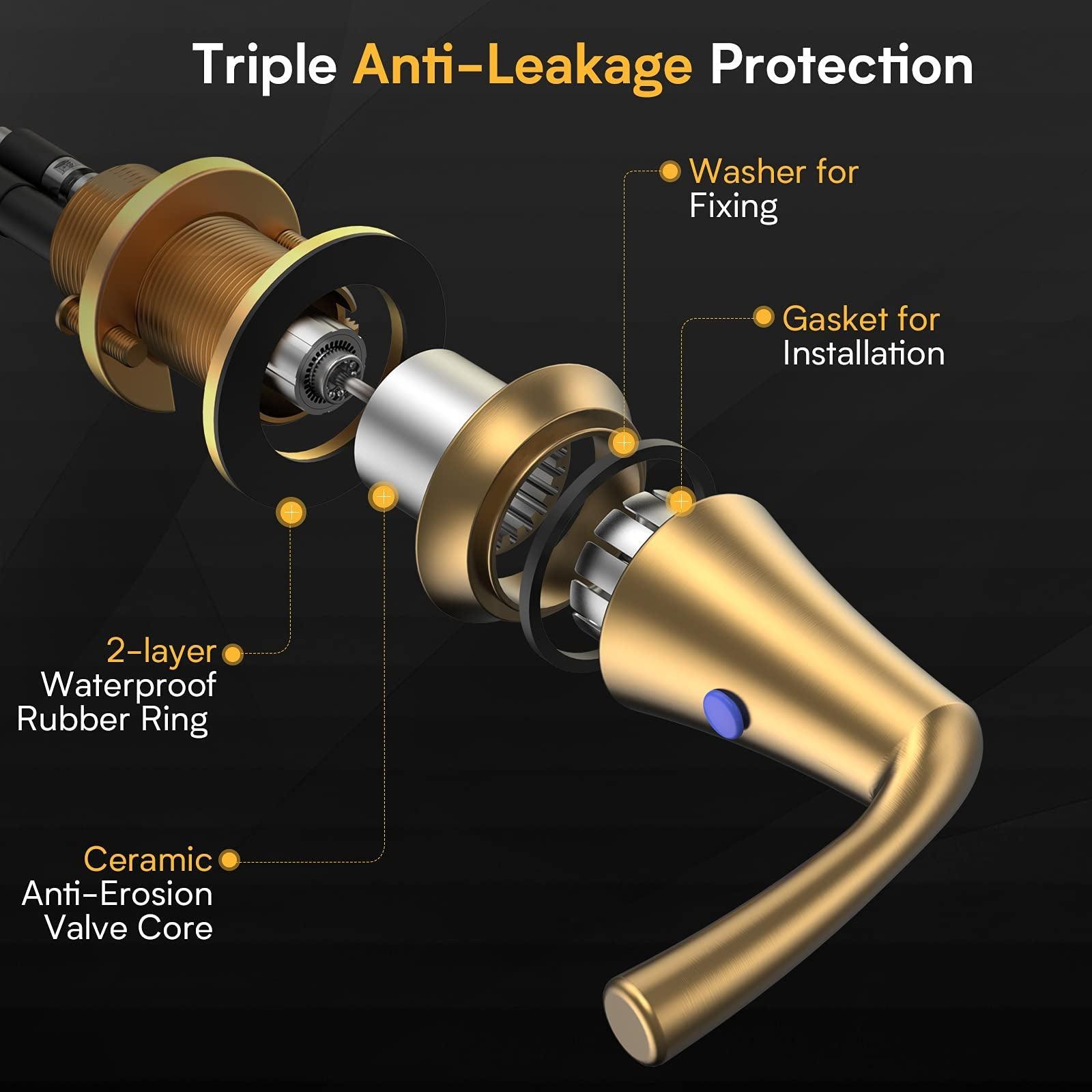 Bathroom Faucet 3 Hole, Brushed Gold Widespread 8 Inch with Pop Up Drain Assembly FredCo
