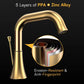 Bathroom Faucet 3 Hole, Brushed Gold Widespread 8 Inch with Pop Up Drain Assembly FredCo