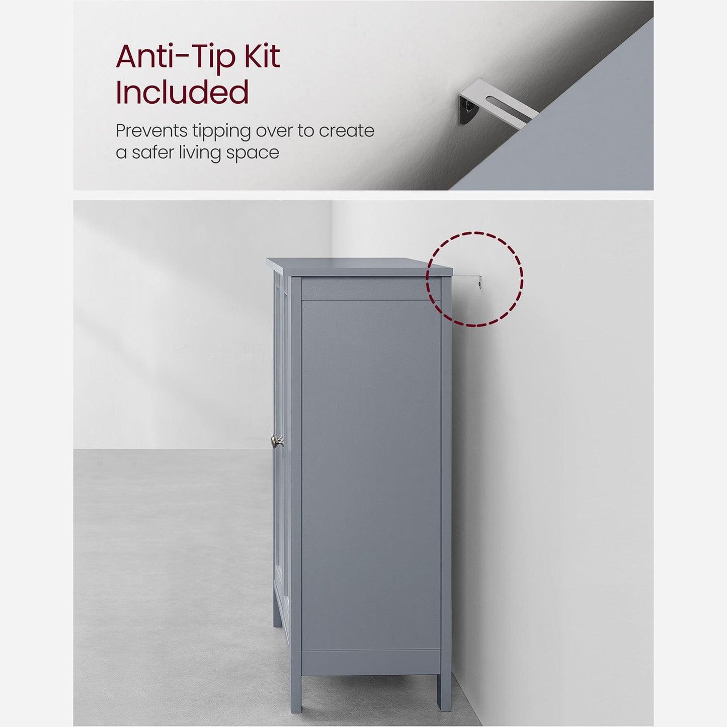 Bathroom Floor Storage Cabinet Mystic Gray FredCo
