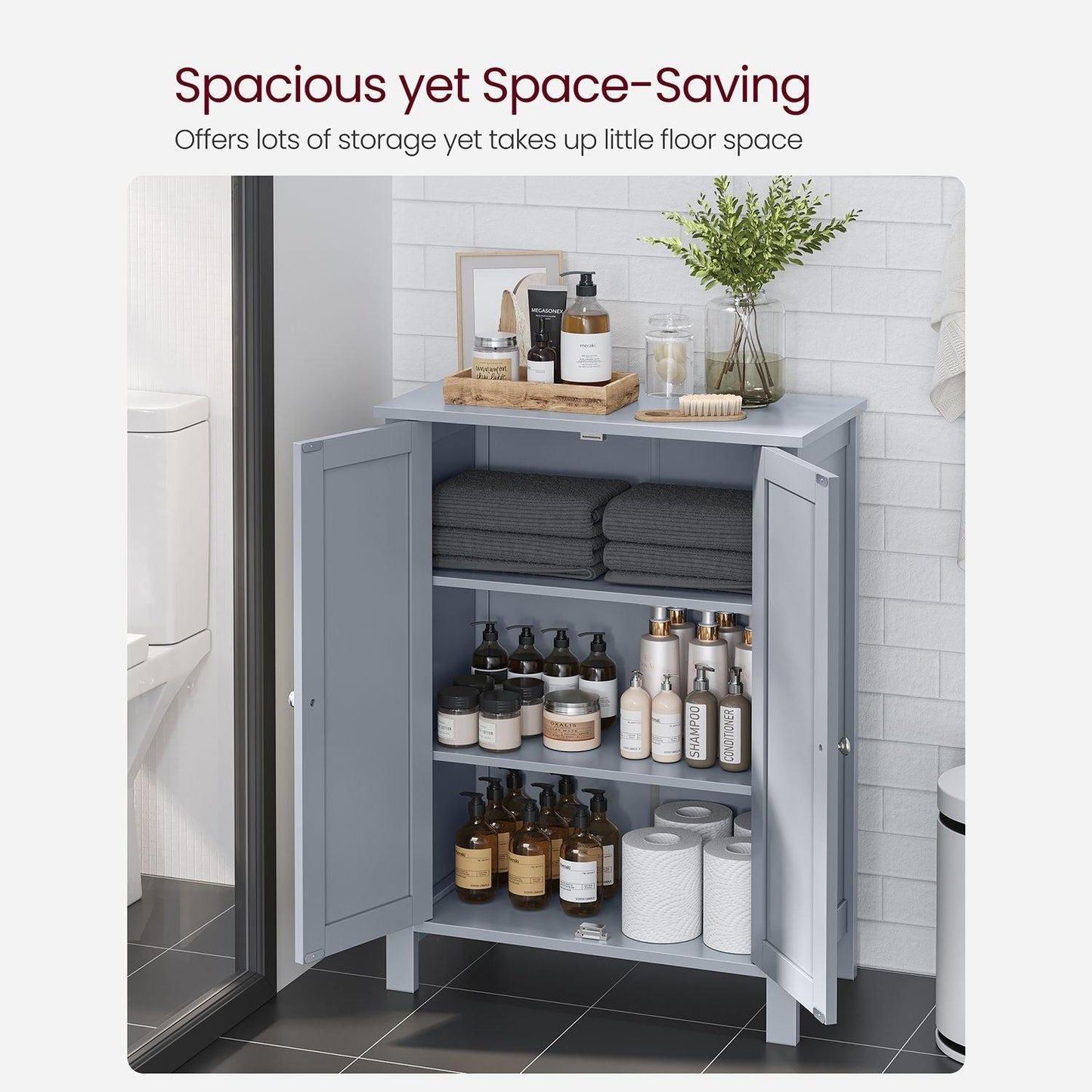 Bathroom Floor Storage Cabinet Mystic Gray FredCo