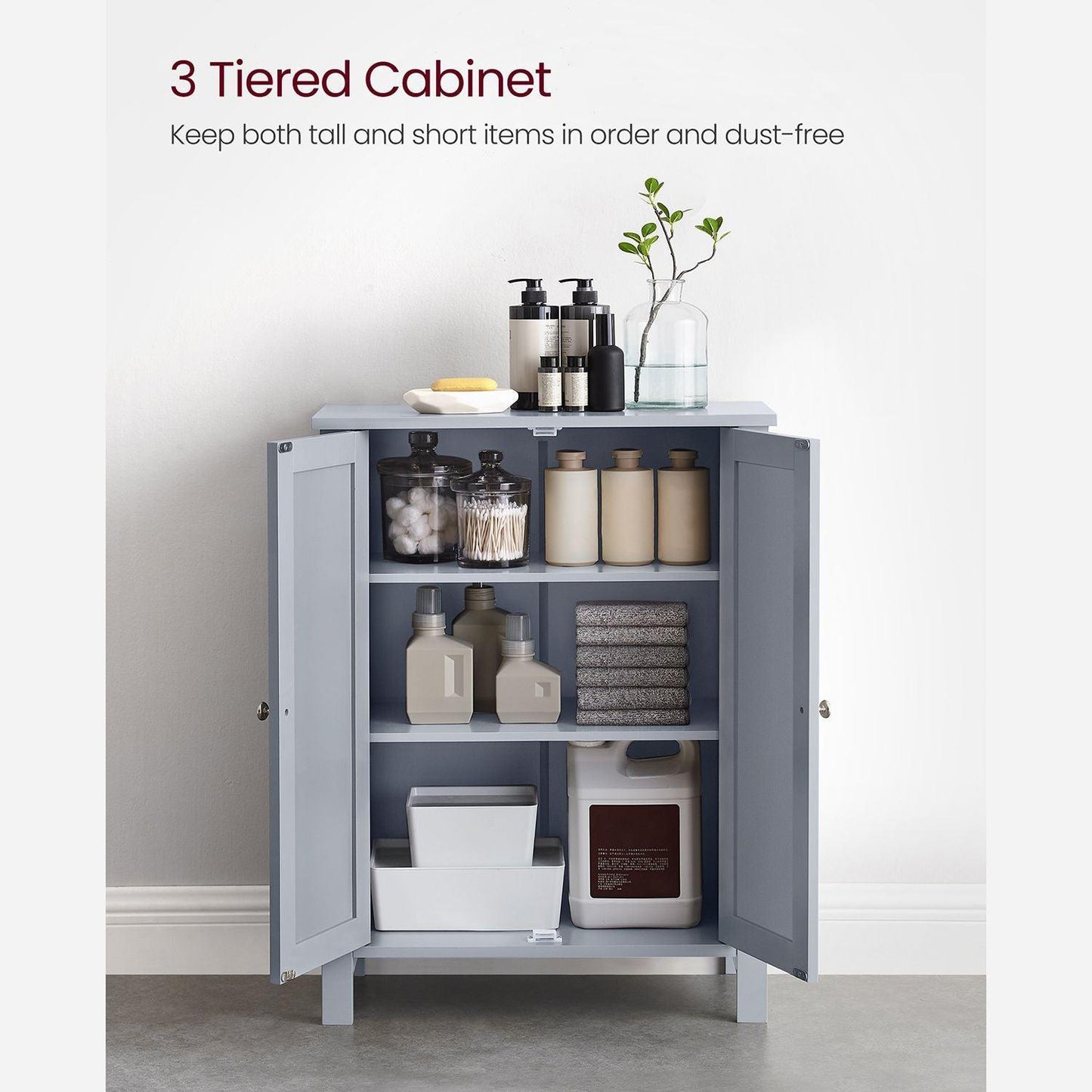 Bathroom Floor Storage Cabinet Mystic Gray FredCo