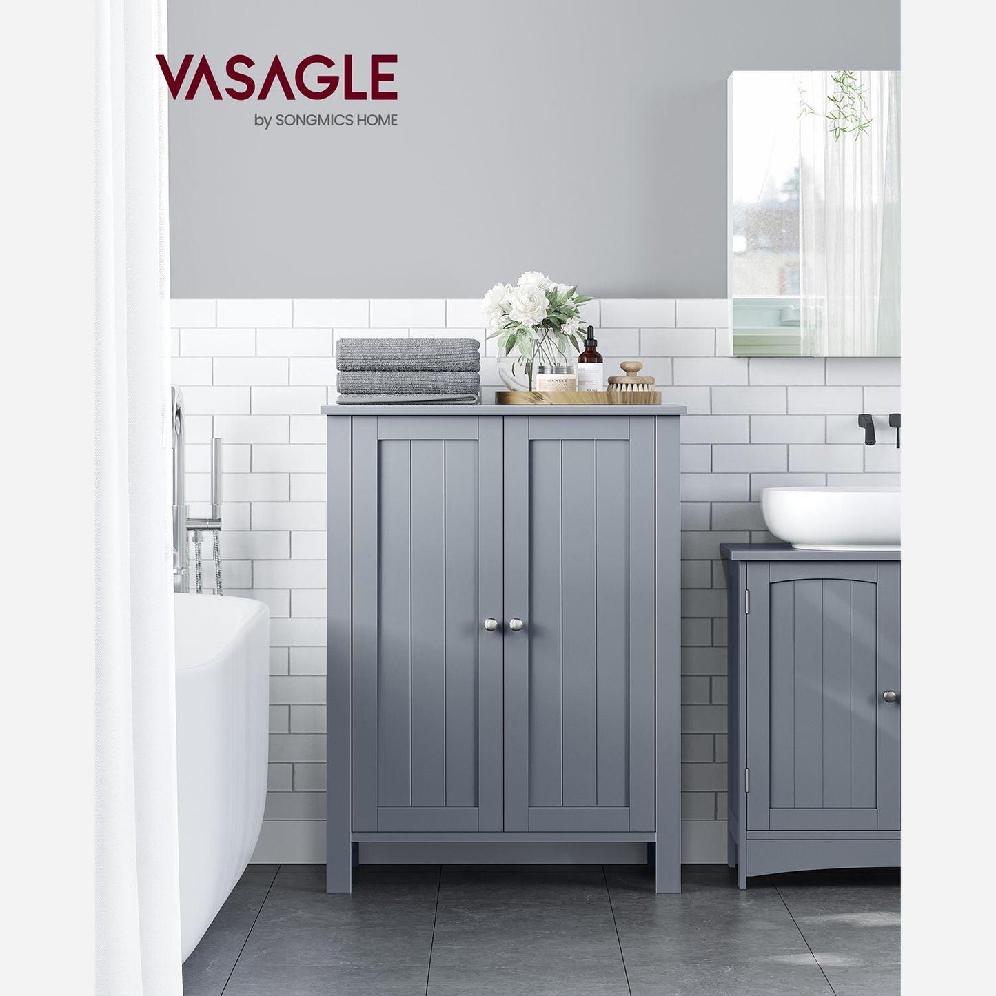Bathroom Floor Storage Cabinet Mystic Gray FredCo