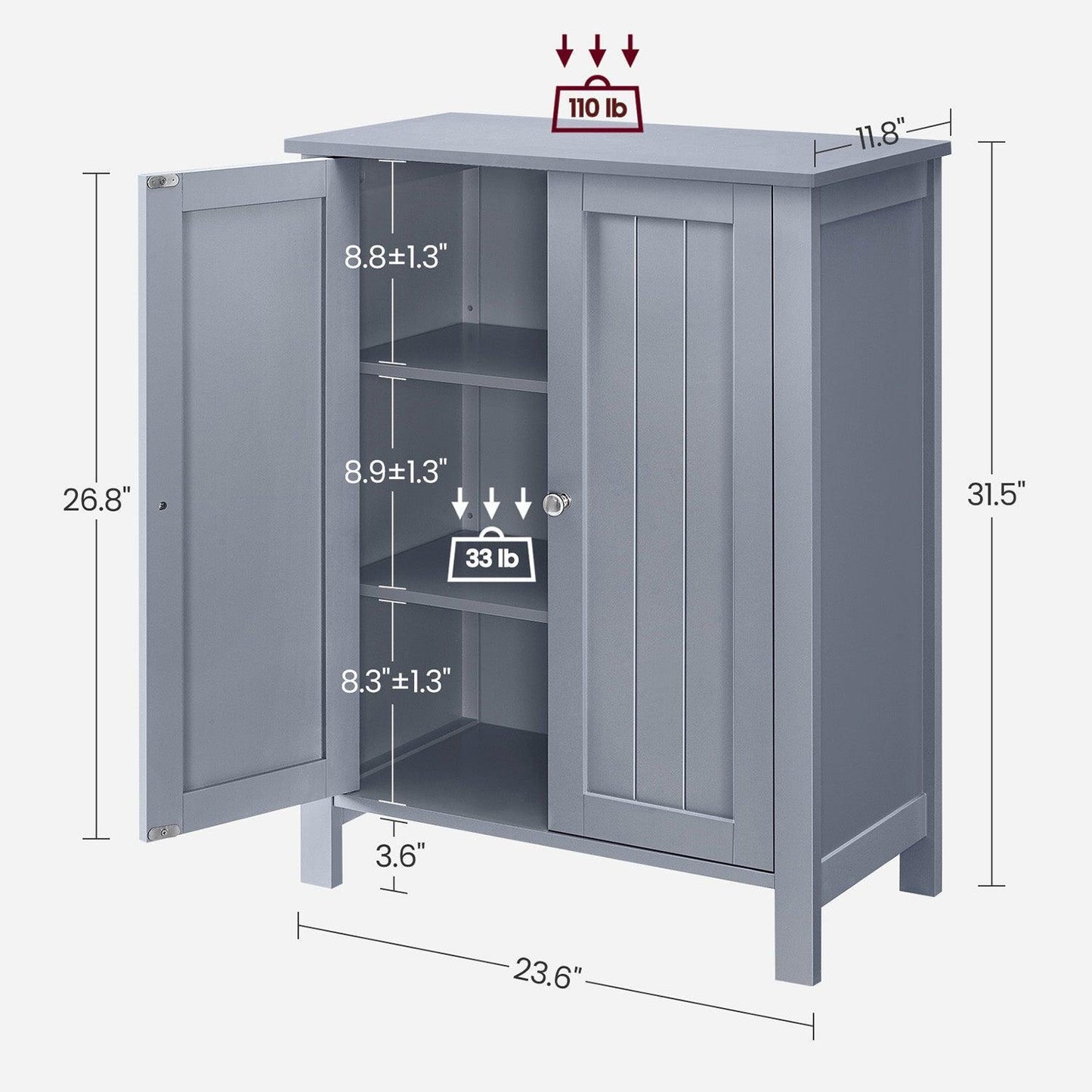 Bathroom Floor Storage Cabinet Mystic Gray FredCo
