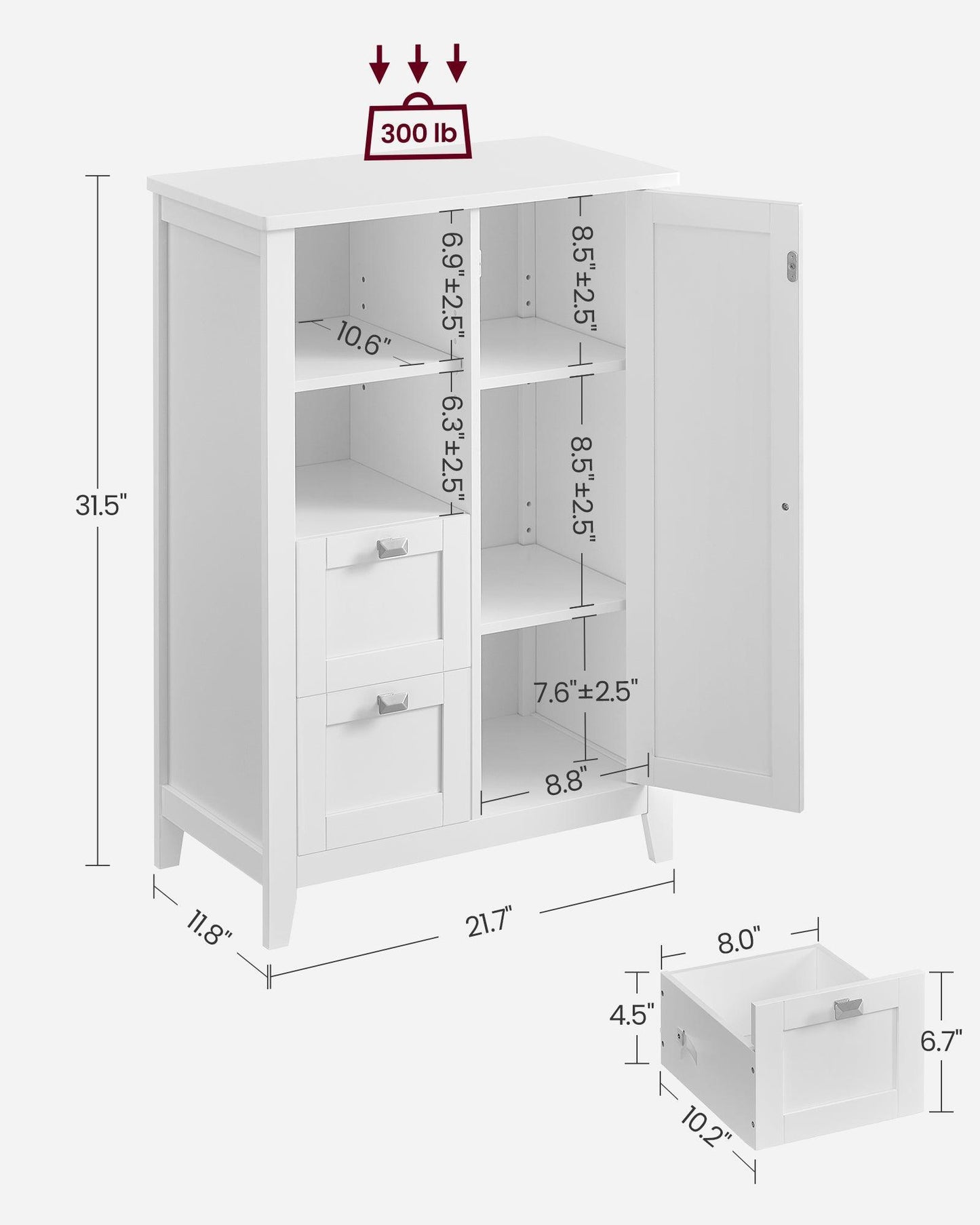 Bathroom Floor Storage Cabinet with Adjustable Shelves FredCo