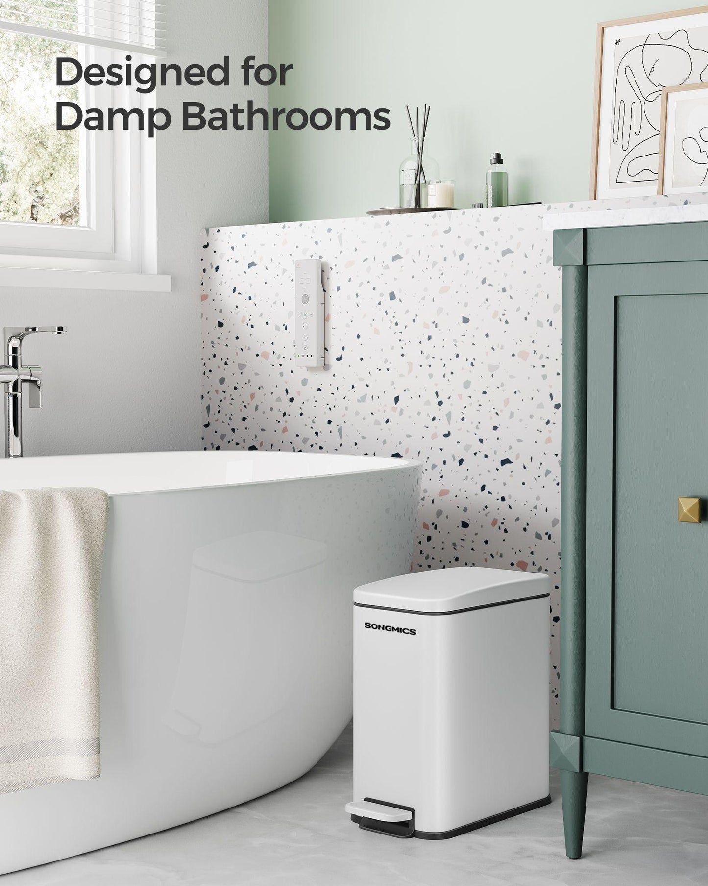 Bathroom Trash Can Cloud White FredCo