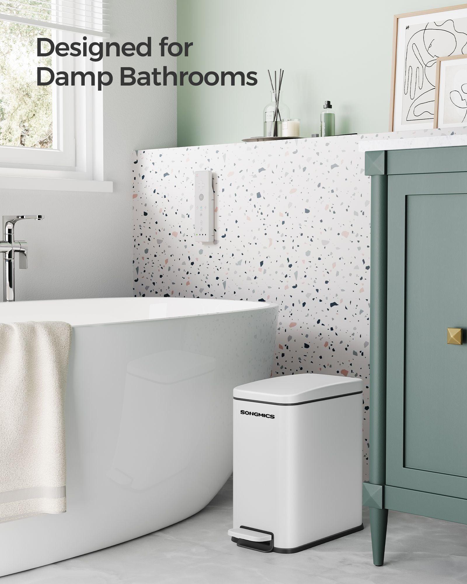 Bathroom Trash Can Cloud White FredCo