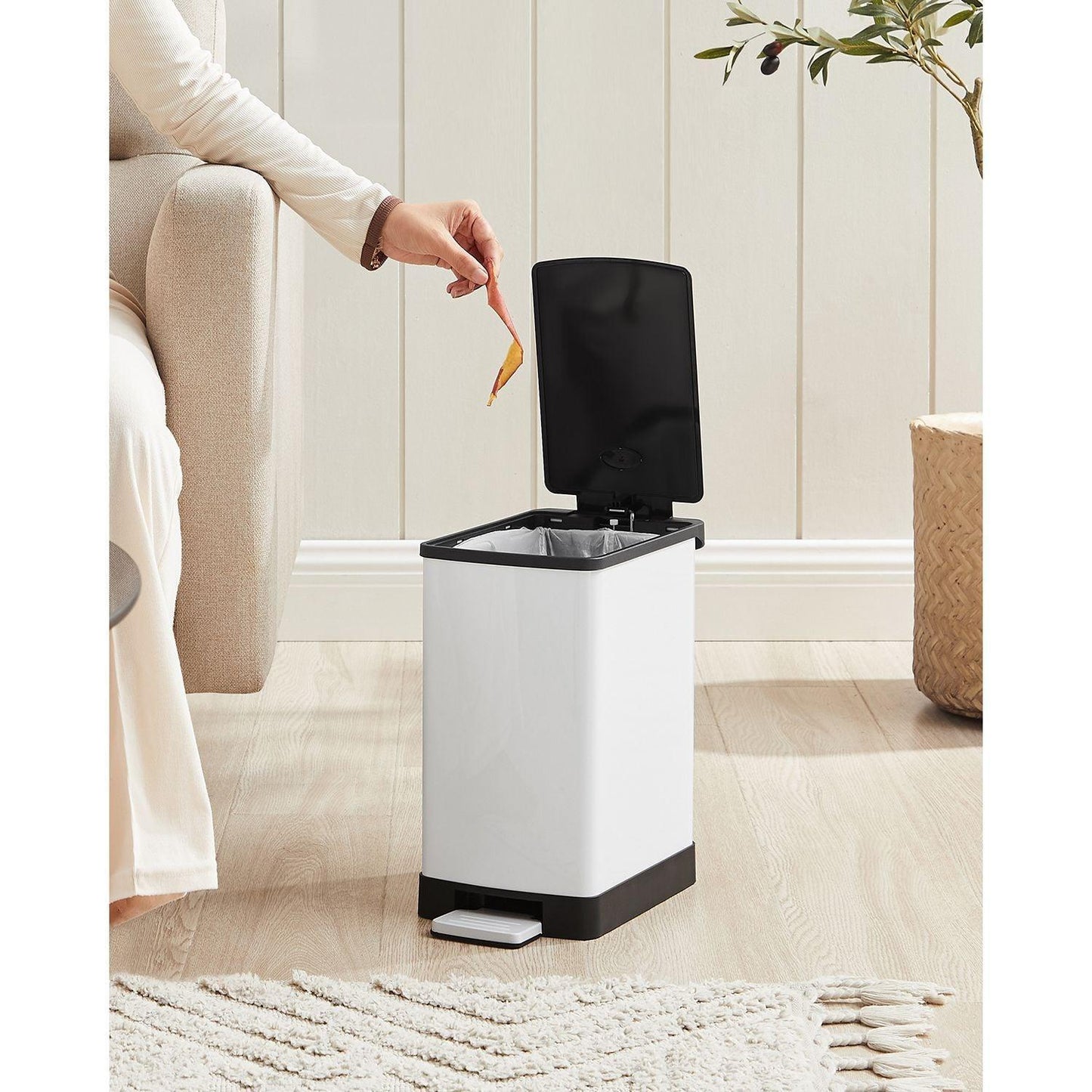 Bathroom Trash Can White FredCo