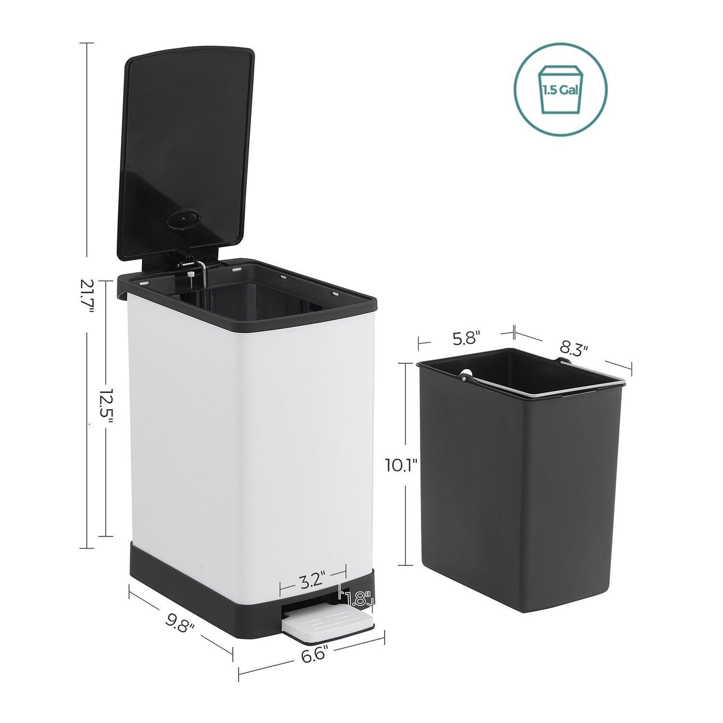 Bathroom Trash Can White FredCo