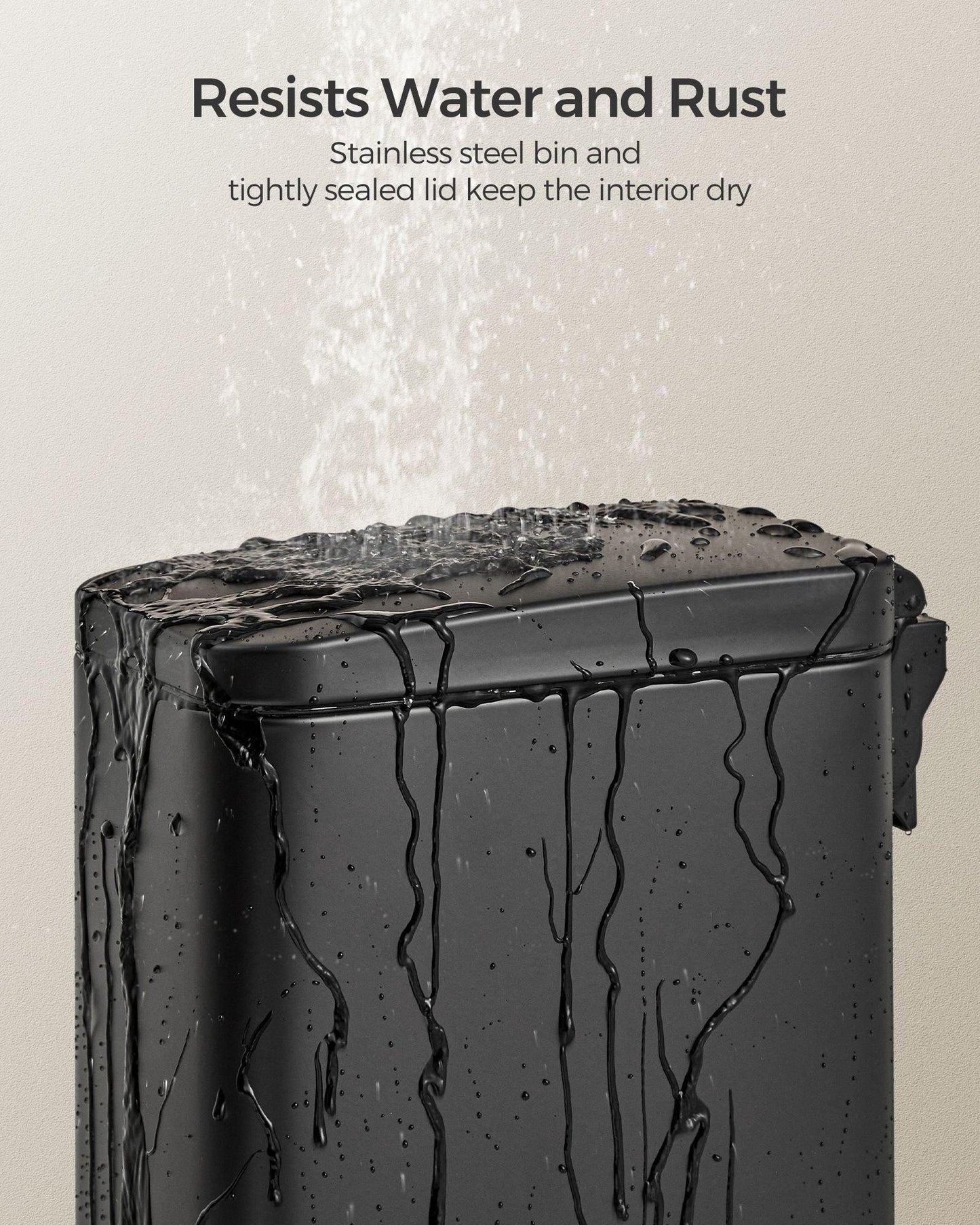 Bathroom Trash Can with Lid Black FredCo