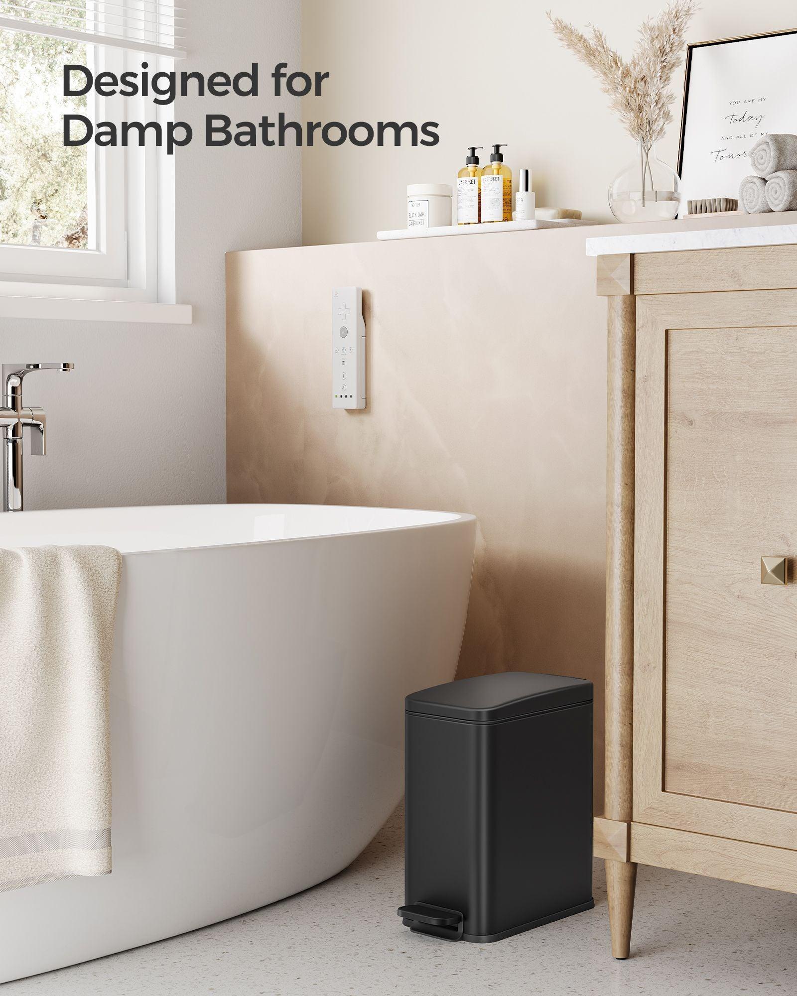 Bathroom Trash Can with Lid Black FredCo