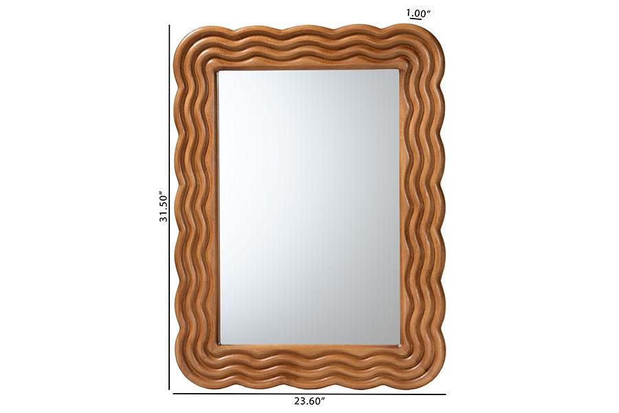 Baxton Studio Acantha Modern Walnut Brown Scallop-framed Accent Mirror FredCo
