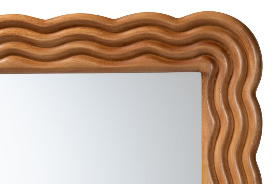 Baxton Studio Acantha Modern Walnut Brown Scallop-framed Accent Mirror FredCo