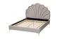 Baxton Studio Acosta Glam and Luxe Light Grey Velvet Seashell-Headboard Queen Size Platform Bed FredCo