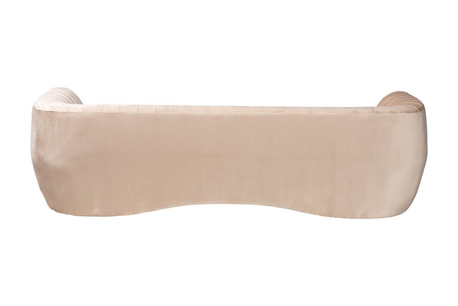 Baxton Studio Adanna Glam and Luxe Champagne Beige Velvet Fabric Sofa FredCo