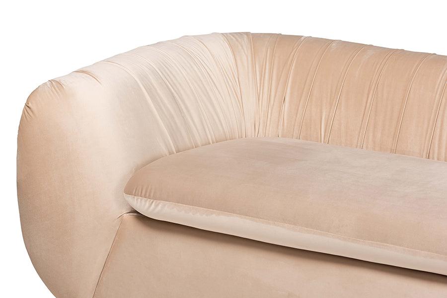 Baxton Studio Adanna Glam and Luxe Champagne Beige Velvet Fabric Sofa FredCo