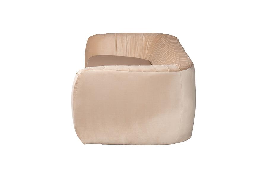 Baxton Studio Adanna Glam and Luxe Champagne Beige Velvet Fabric Sofa FredCo