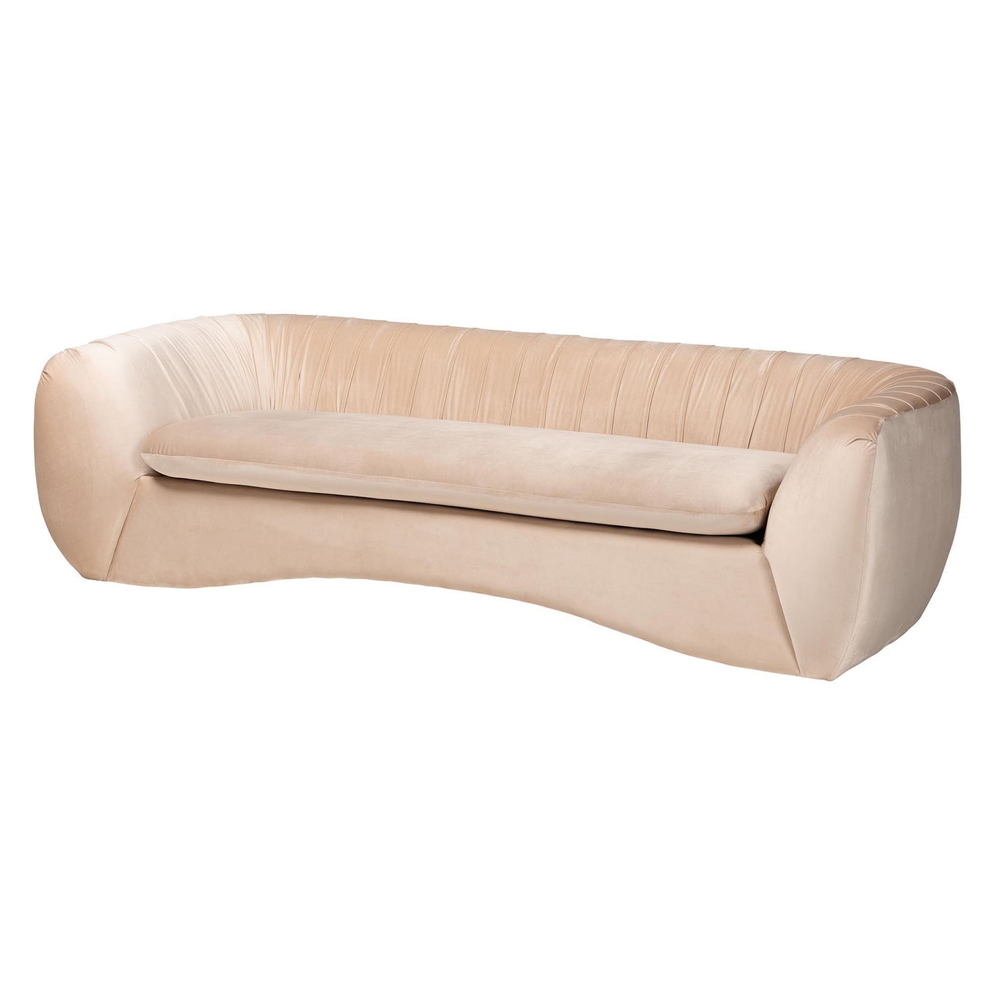 Baxton Studio Adanna Glam and Luxe Champagne Beige Velvet Fabric Sofa FredCo