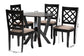 Baxton Studio Adina Modern Sand Fabric and Dark Brown Wood 5-Piece Dining Set FredCo