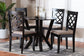 Baxton Studio Adina Modern Sand Fabric and Dark Brown Wood 5-Piece Dining Set FredCo