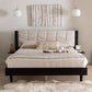 Baxton Studio Adriano Transitional Beige Fabric and Black Wood Queen Size Bed with Built-In Side Tables FredCo