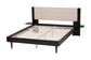 Baxton Studio Adriano Transitional Beige Fabric and Black Wood Queen Size Bed with Built-In Side Tables FredCo