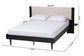Baxton Studio Adriano Transitional Beige Fabric and Black Wood Queen Size Bed with Built-In Side Tables FredCo