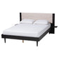 Baxton Studio Adriano Transitional Beige Fabric and Black Wood Queen Size Bed with Built-In Side Tables FredCo