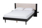 Baxton Studio Adriano Transitional Beige Fabric and Black Wood Queen Size Bed with Built-In Side Tables FredCo