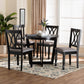 Baxton Studio Aggie Modern Grey Fabric and Dark Brown Finished Wood 5-Piece Dining Set FredCo
