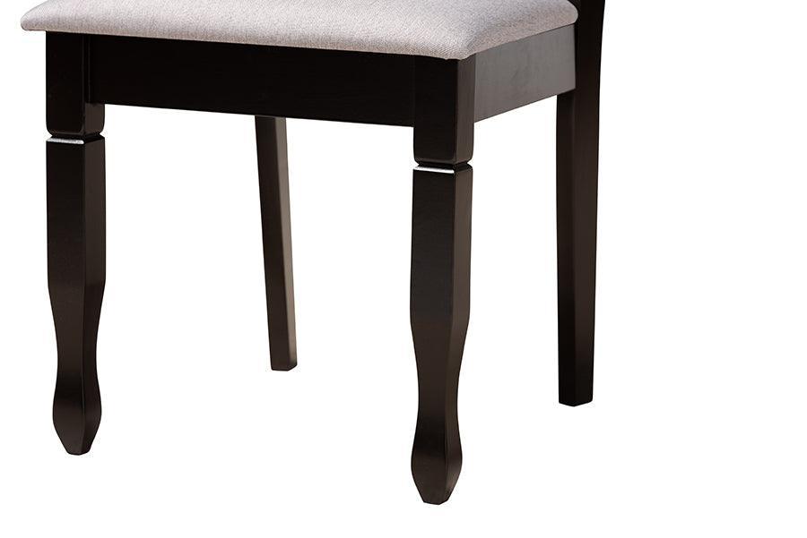 Baxton Studio Aggie Modern Grey Fabric and Dark Brown Finished Wood 5-Piece Dining Set FredCo