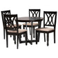 Baxton Studio Aggie Modern Sand Fabric and Dark Brown Finished Wood 5-Piece Dining Set FredCo