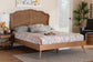 Baxton Studio Aithan Mid-Century Walnut Brown Wood and Rattan King Size Platform Bed FredCo