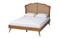 Baxton Studio Aithan Mid-Century Walnut Brown Wood and Rattan King Size Platform Bed FredCo