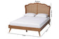 Baxton Studio Aithan Mid-Century Walnut Brown Wood and Rattan King Size Platform Bed FredCo