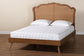 Baxton Studio Aithan Mid-Century Walnut Brown Wood and Rattan King Size Platform Bed FredCo