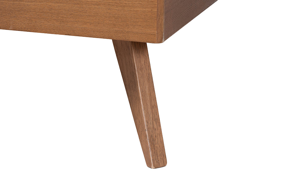 Mid-century modern wooden furniture leg, light brown finish