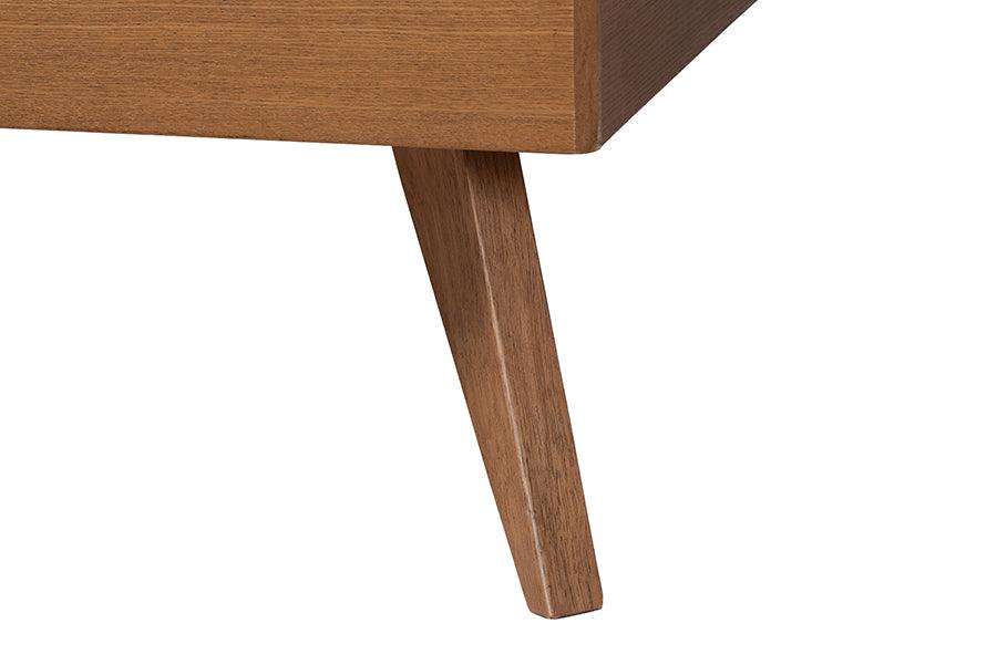 Baxton Studio Alecia Mid-Century Ash Walnut Wood Queen Size Platform Bed FredCo