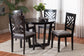 Baxton Studio Alena Modern Grey Fabric and Dark Brown Finished Wood 5-Piece Dining Set FredCo
