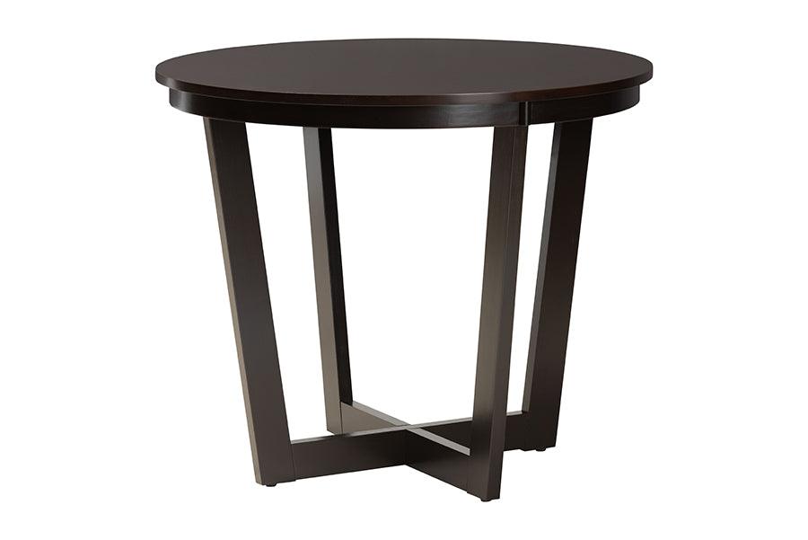 Baxton Studio Alena Modern Grey Fabric and Dark Brown Finished Wood 5-Piece Dining Set FredCo