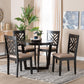 Baxton Studio Alena Modern Sand Fabric and Dark Brown Finished Wood 5-Piece Dining Set FredCo