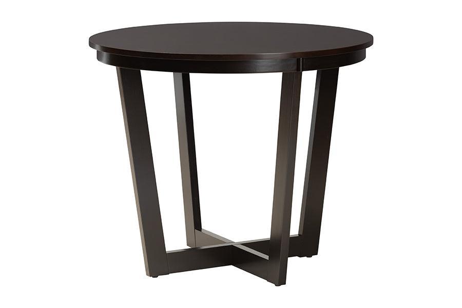Baxton Studio Alena Modern Sand Fabric and Dark Brown Finished Wood 5-Piece Dining Set FredCo