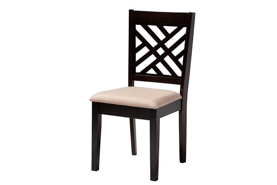 Baxton Studio Alena Modern Sand Fabric and Dark Brown Finished Wood 5-Piece Dining Set FredCo